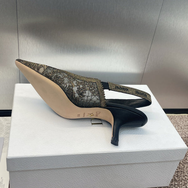 cd slingback pump 65 transparent mesh embroidered black sun motif