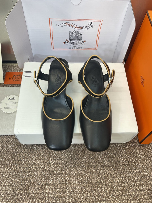 HM 25 Kleo Slingback 6cm Black Calfskin 372954