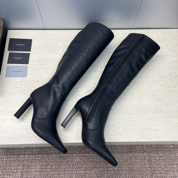YSL Lily Long Boots 105mm Black Cowhide 551934