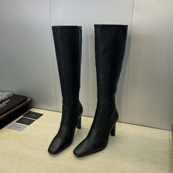 YSL Lily Long Boots 105mm Black Cowhide 551934
