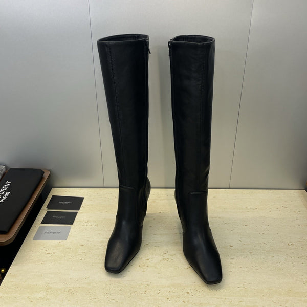 YSL Lily Long Boots 105mm Black Cowhide 551934