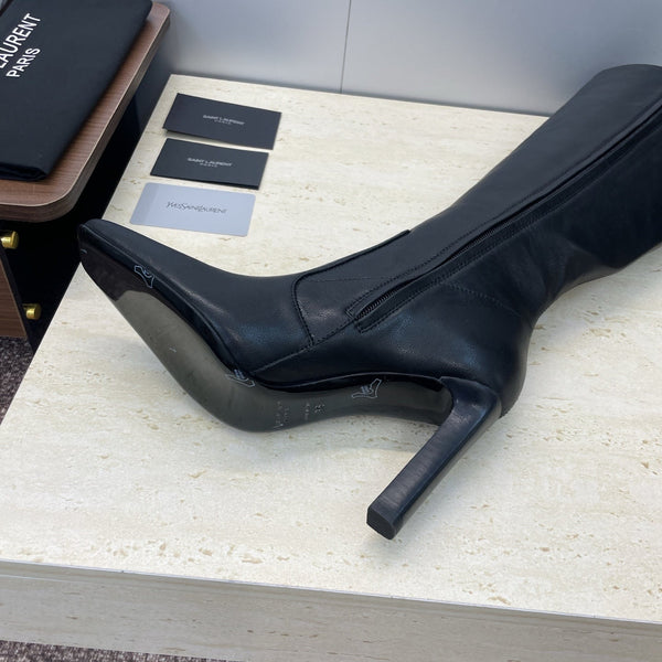 YSL Lily Long Boots 105mm Black Cowhide 551934
