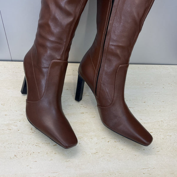 YSL Lily Long Boots 105mm Dark Cocoa Cowhide 551935