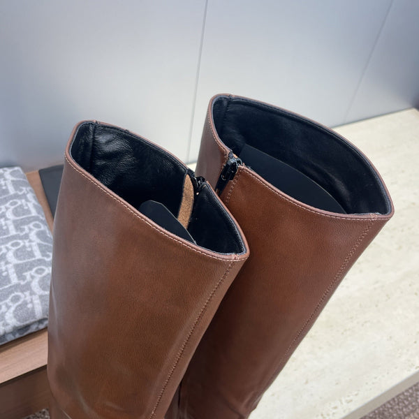 YSL Lily Long Boots 105mm Dark Cocoa Cowhide 551935