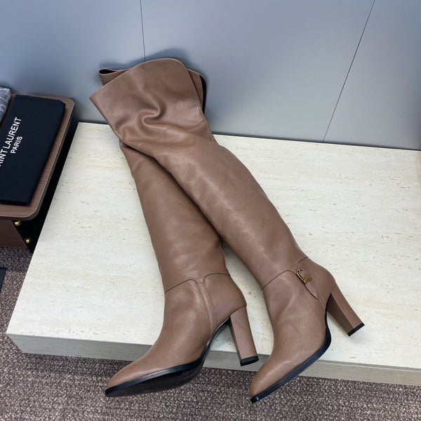 YSL Julia Long Boots 90mm Brown Cowhide 551937