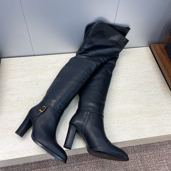 YSL Julia Long Boots 90mm Black Cowhide 551938