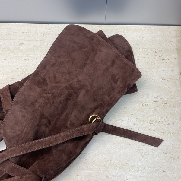 YSL Janis Long Boots 95mm Coffee Suede 551941