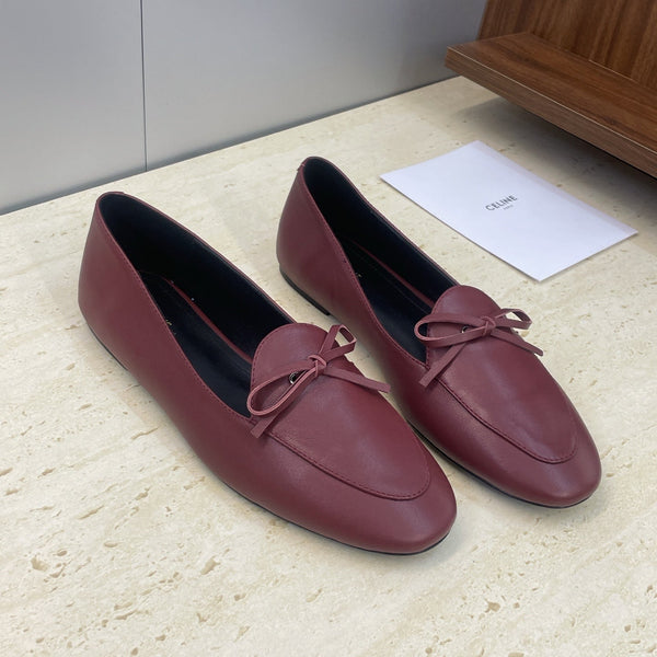 CL 26s Ballet Flats In Dark Red Lambskin With Bow