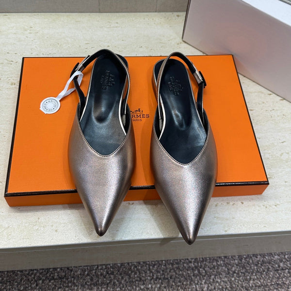 HM Nicoletta Slingback Flat Sliver Calfskin 830184