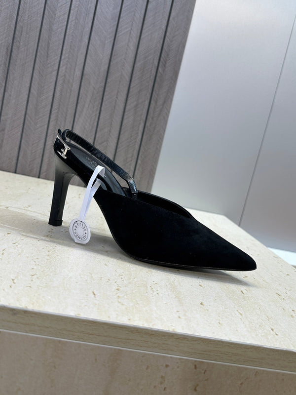 HM Nicoletta Slingback 9cm Black Suede 830195