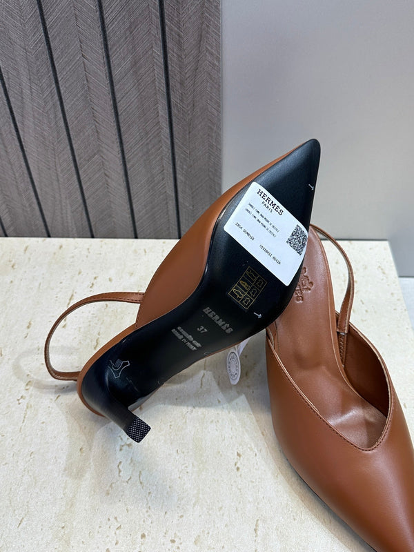 HM Nicoletta Slingback 9cm Brown Calfskin 830197