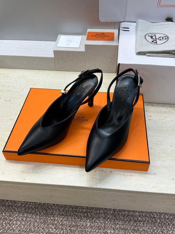 HM Nicoletta Slingback 9cm Black Calfskin 830198