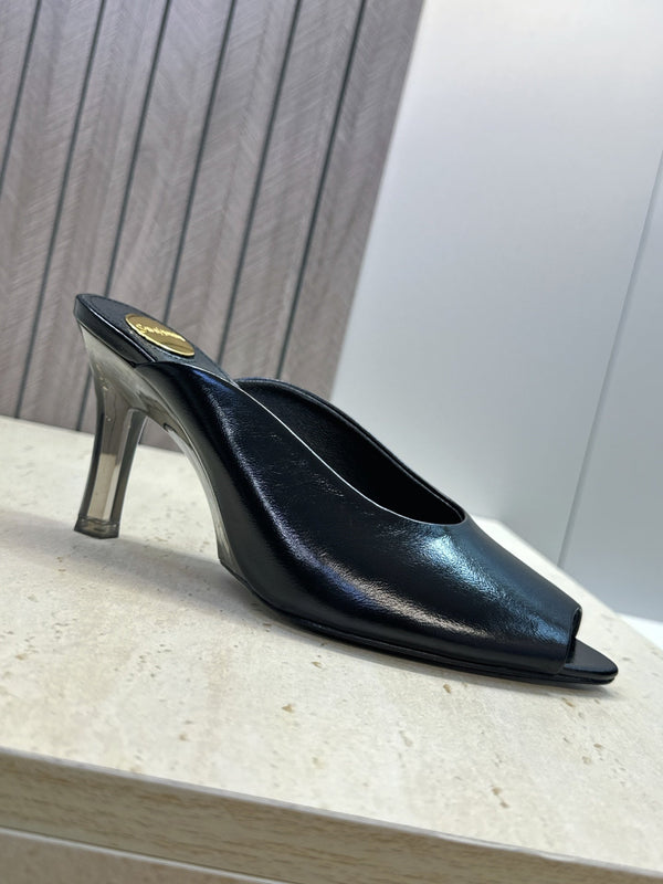 YSL Sabrina Mules 8.5cm Black Leather 959685