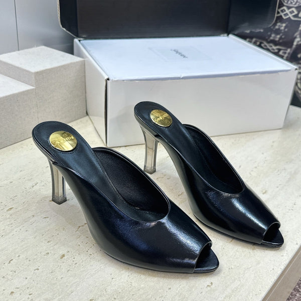 YSL Sabrina Mules 8.5cm Black Leather 959685