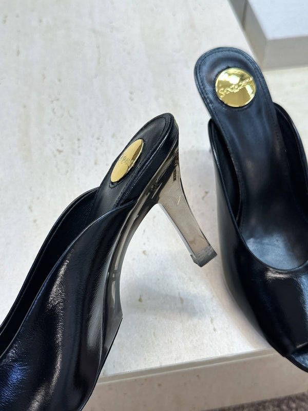 YSL Sabrina Mules 8.5cm Black Leather 959685