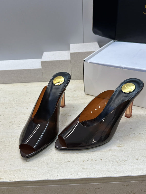 YSL Sabrina Mules 8.5cm Brown TPU 959686