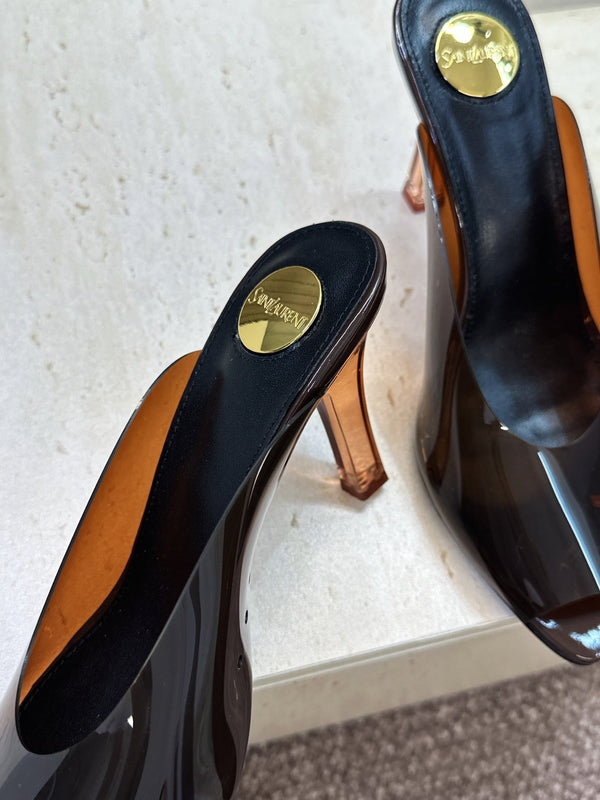 YSL Sabrina Mules 8.5cm Brown TPU 959686