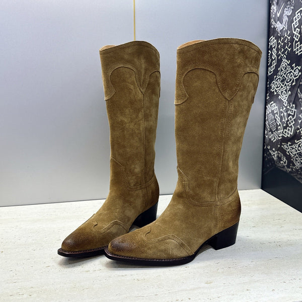 CE 26s Mid-Calf Boots 4.5cm Khaki Suede 959447