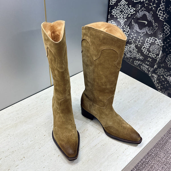 CE 26s Mid-Calf Boots 4.5cm Khaki Suede 959447