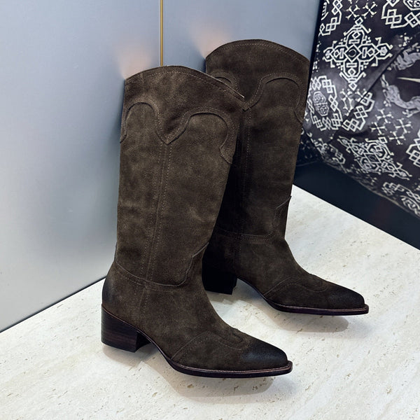 CE 26s Mid-Calf Boots 4.5cm Brown Suede 959448