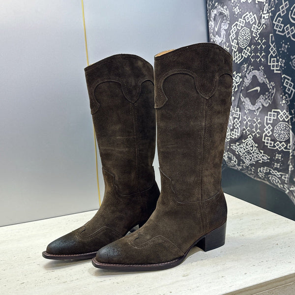 CE 26s Mid-Calf Boots 4.5cm Brown Suede 959448