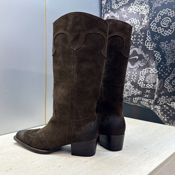 CE 26s Mid-Calf Boots 4.5cm Brown Suede 959448