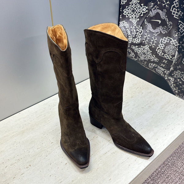 CE 26s Mid-Calf Boots 4.5cm Brown Suede 959448