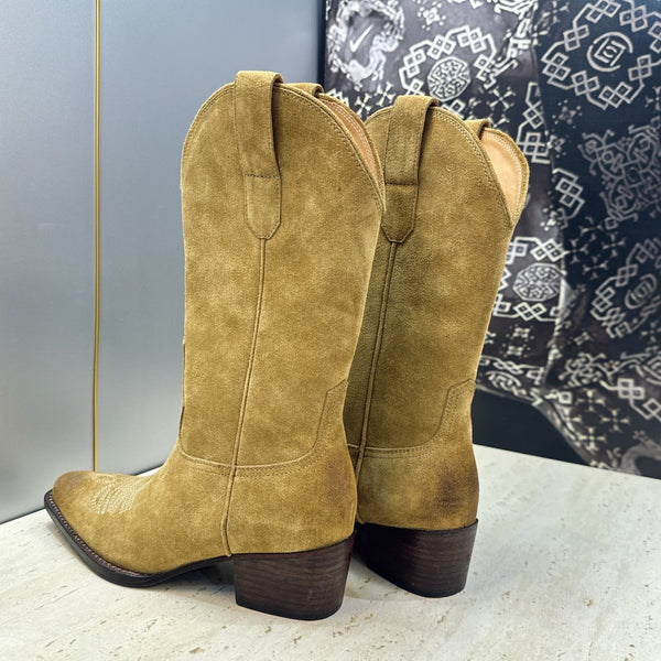 CE 26s Mid-Calf Boots 4.5cm Khaki Suede 959452