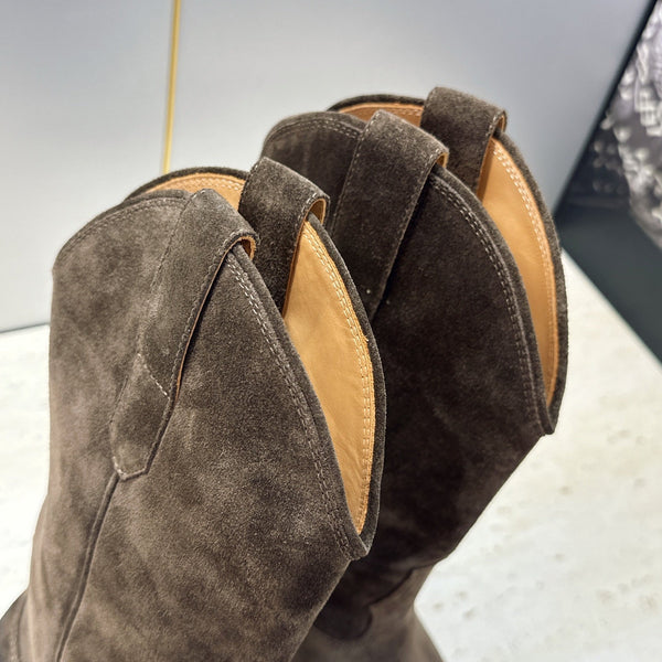 CE 26s Mid-Calf Boots 4.5cm Dark Brown Suede 959453