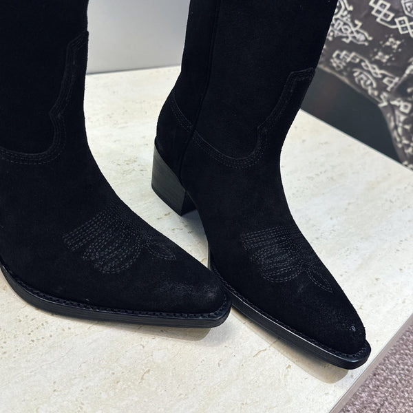 CE 26s Mid-Calf Boots 4.5cm Black Suede 959454