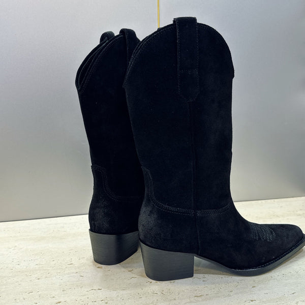 CE 26s Mid-Calf Boots 4.5cm Black Suede 959454