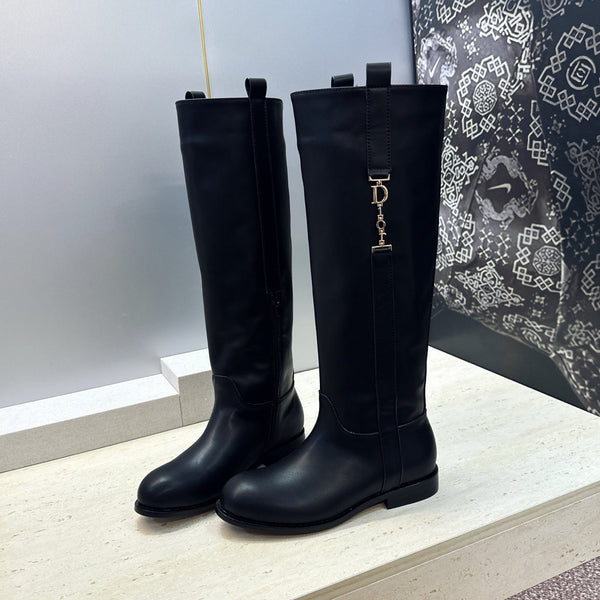 CD Haute Couture Heel Knee-High Boots 2.5cm Calfskin 959601
