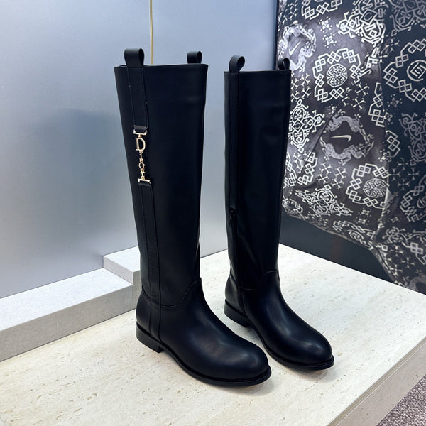 CD Haute Couture Heel Knee-High Boots 2.5cm Calfskin 959601