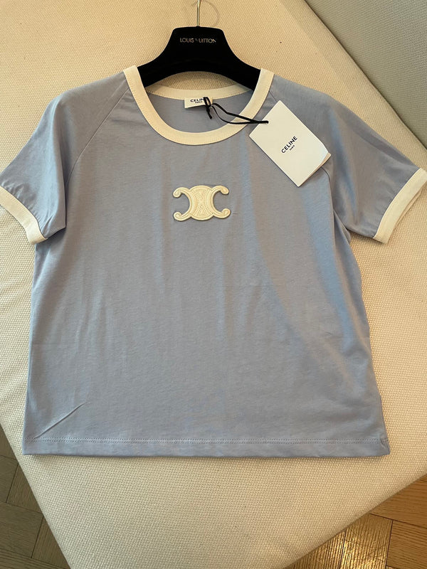Maglietta Celine Azzurro misto Cotone Bianco
