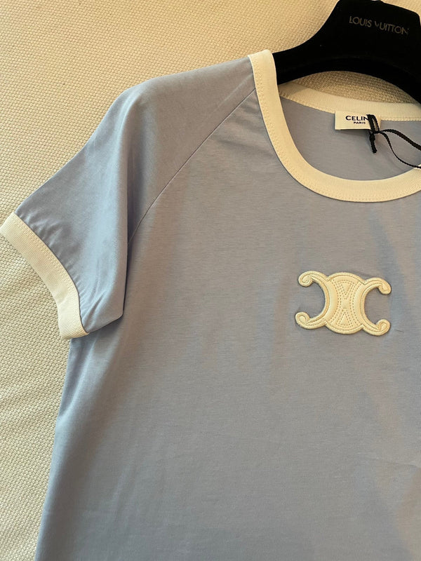 Maglietta Celine Azzurro misto Cotone Bianco
