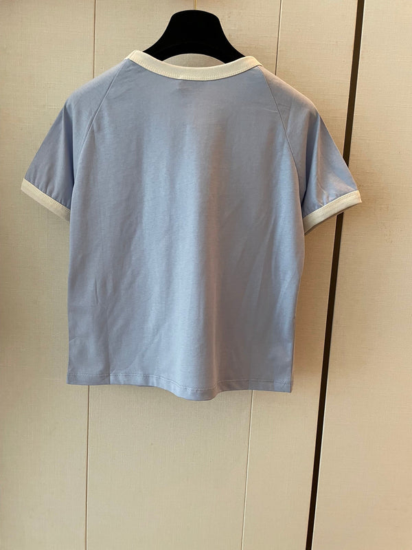 Maglietta Celine Azzurro misto Cotone Bianco