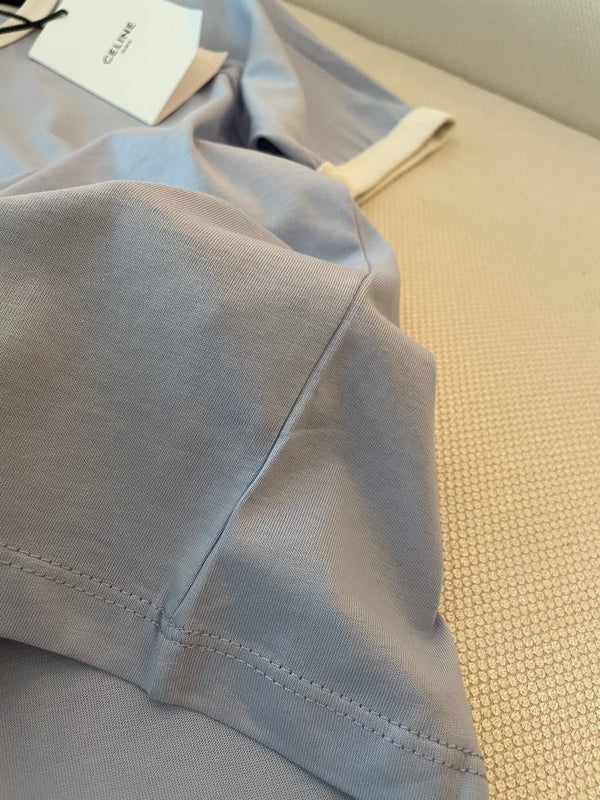 Maglietta Celine Azzurro misto Cotone Bianco