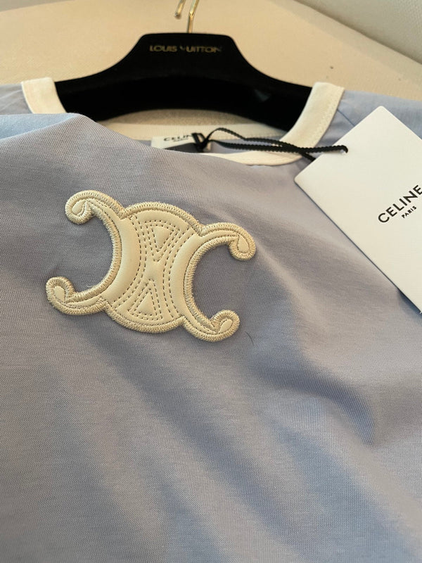 Maglietta Celine Azzurro misto Cotone Bianco