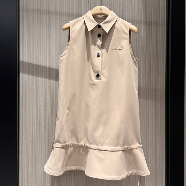 Gucci Sleeveless Vest Dress Beige Polyester Fiber