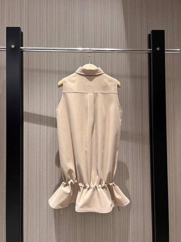 Gucci Sleeveless Vest Dress Beige Polyester Fiber