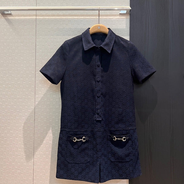 Gucci Jumpsuit Short Dark Blue Polyester Fiber