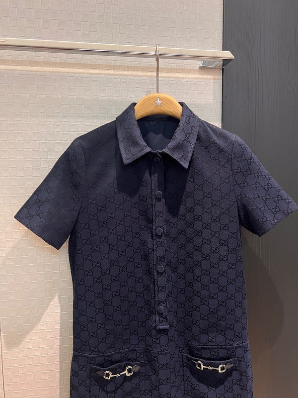Gucci Jumpsuit Short Dark Blue Polyester Fiber