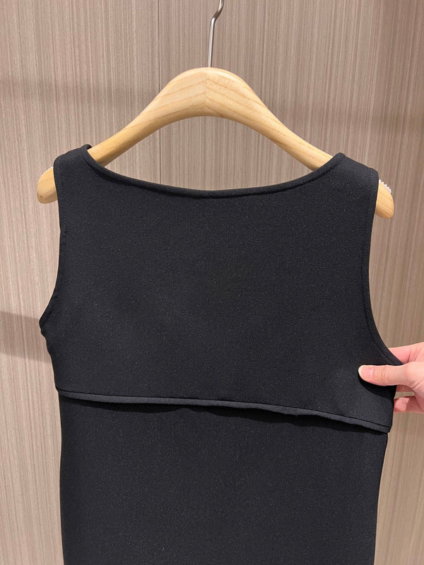 Gucci Vest Dress With Lace-up Bowknot Black Polyester Fiber
