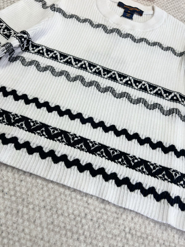 T-shirt con motivo LV 25 in cotone bianco e nero