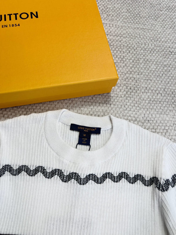 T-shirt con motivo LV 25 in cotone bianco e nero