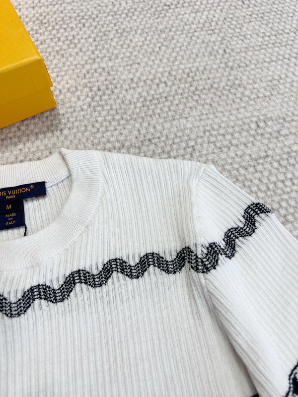 T-shirt con motivo LV 25 in cotone bianco e nero