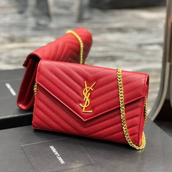 YL WOC 22 CHEVRON ROUGE CAVIAR MÉTAL DORÉ