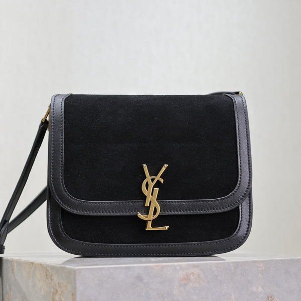 Sac bandoulière YSL Solferino en cuir suédé noir