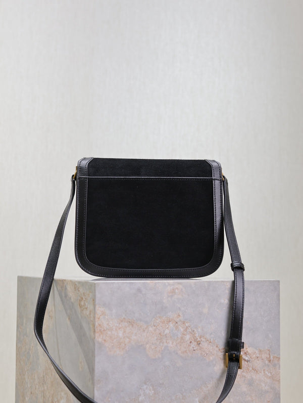 Sac bandoulière YSL Solferino en cuir suédé noir