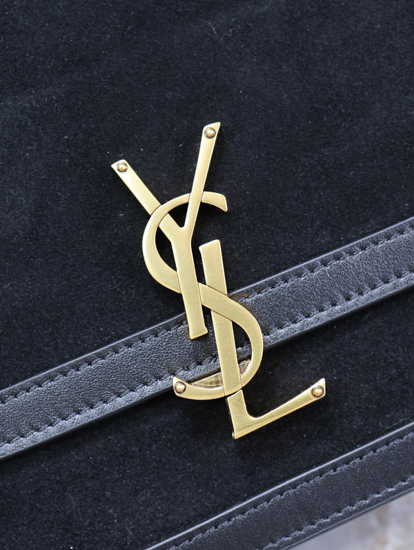 Sac bandoulière YSL Solferino en cuir suédé noir